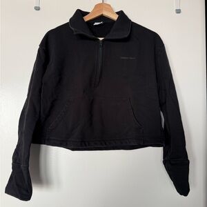 Outdoor Voices Women's Black Crop Half Zip Front Sweatshirt Size Small